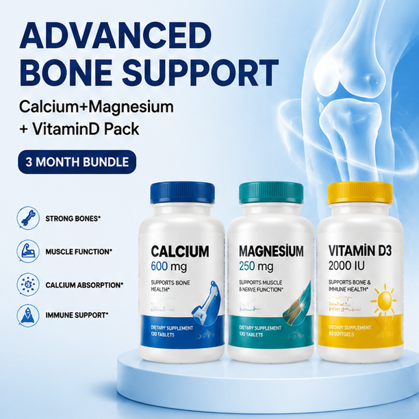 set meal 5:advanced bone support | calcium + magnesium + vitamin d pack(3 month bundle)