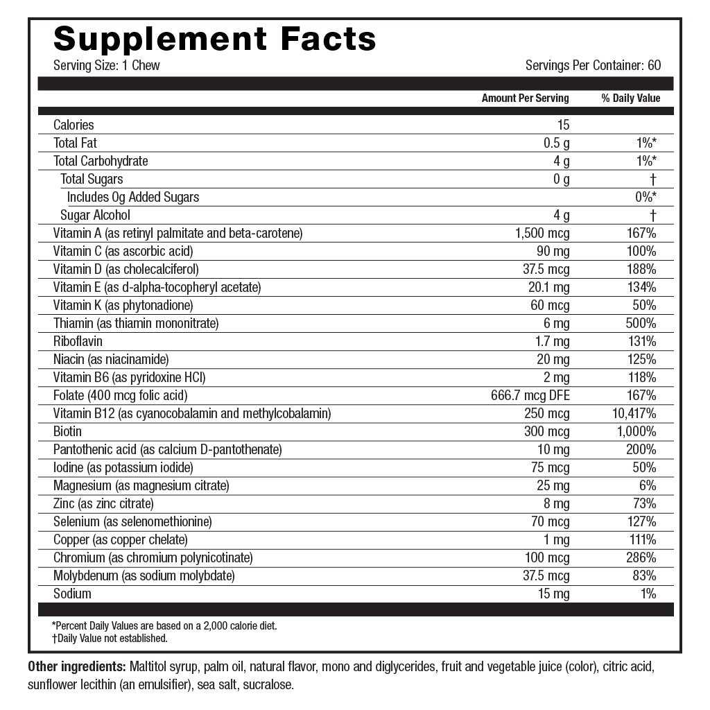 multivitamin soft chew 60 count multivitamin soft chew 60 count