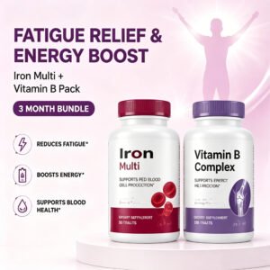 set meal 3:fatigue relief & energy boost | iron multi + vitamin b pack(3 month bundle)